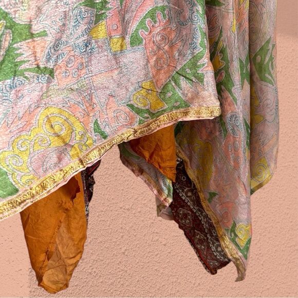 Vintage silk midi skirt asymmetrical hem - Picture 5 of 10